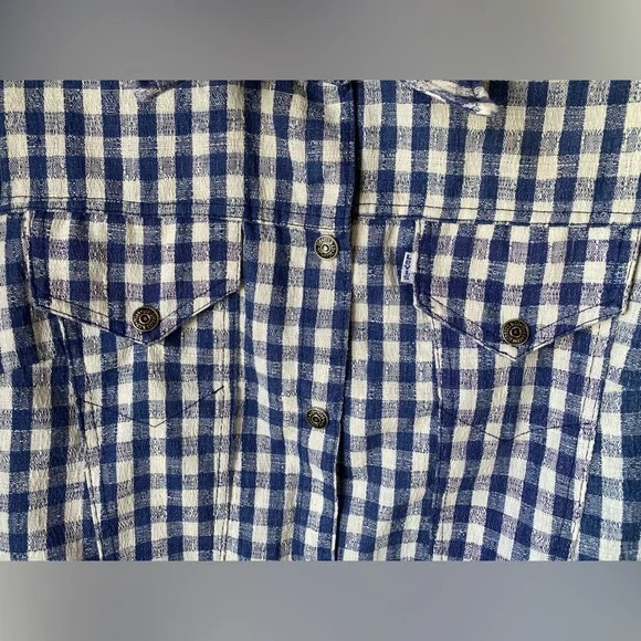 Vintage 60s 70s Levi's Blue and White Gingham Lite Jacket Flannel - Picture 9 of 9